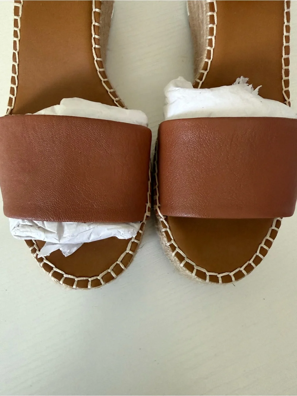 Franco Sarto Tan Brown Espadrille Wedge Sandals